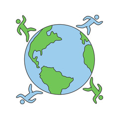 Line running logo and symbol. Vector sport icon