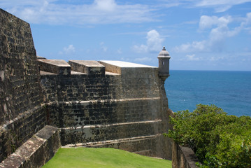 Guerite at old Spanish fort in San Juan, Puerto Rico - architecture detail

Guerite & Cannons at...