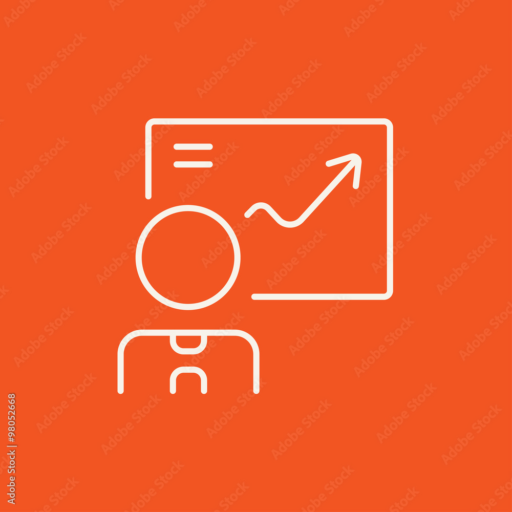 Sticker businessman with infographic line icon