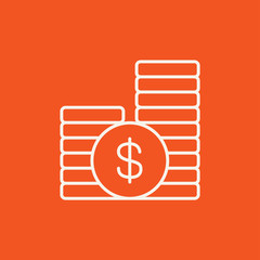 Dollar coins line icon.