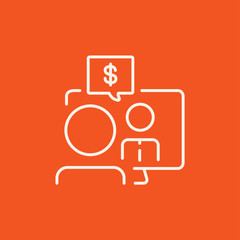 Business video negotiations line icon.