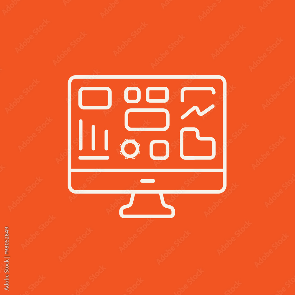 Poster monitor with business graphs line icon.