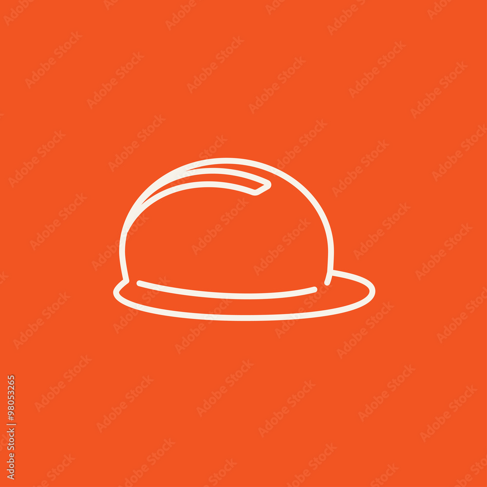 Sticker hard hat line icon.