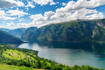 Panoramic view on Aurlandsfjord, Norway