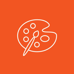Paint brush with palette line icon.