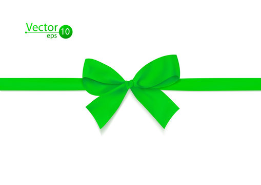 Ribbon with green bow. 
