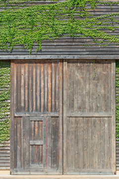 Giant wooden barn door