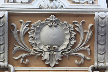 Decoration from stucco on a wall of the ancient building