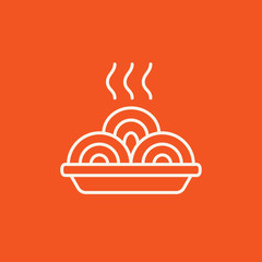 Hot meal in plate line icon.