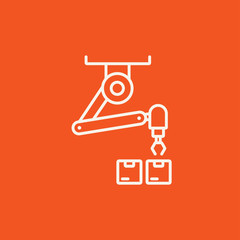 Robotic packaging line icon.