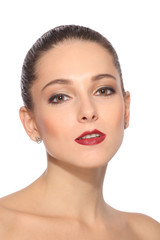 Fototapeta premium beautiful woman face portrait on white background