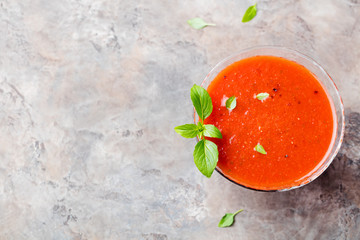 Gazpacho summer soup in glass 