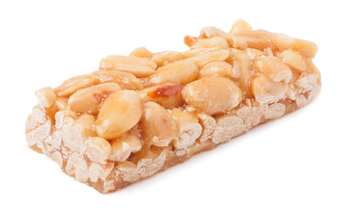 honey bars with peanut on white background
