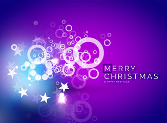 Christmas purple abstract background with white transparent snowflakes