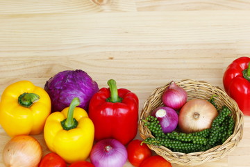  vegetables isolated on a white background top view.