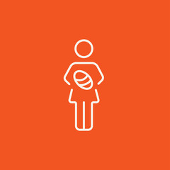 Woman holding baby line icon.