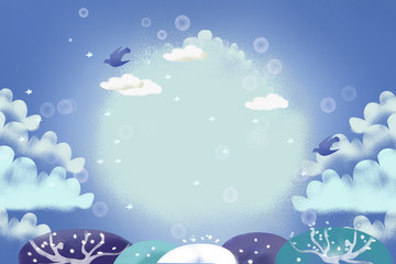 Illustration: Ice Winter. Realistic Fantastic Cartoon Style Artwork / Story / Scene / Wallpaper / Background / Card Design.
