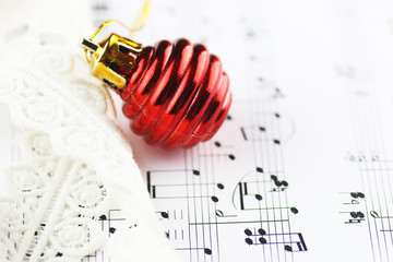 notes and Christmas balls