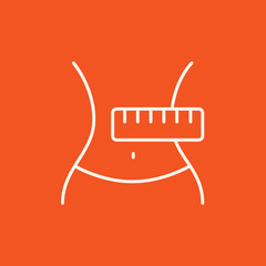 Waist with measuring tape line icon.