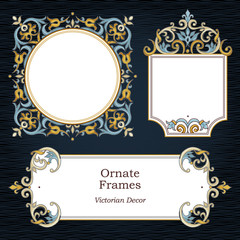 Vector set of ornate frames in Victorian style.