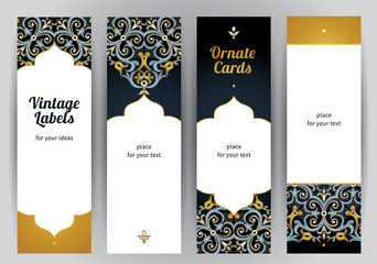 Vector set of ornate cards in Eastern style.
