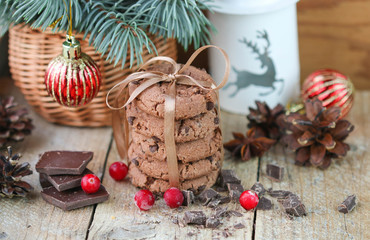 Chocolate chip cookies, cranberry and chocolate. Christmas gifts