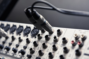 Digital music studio mixer for recording or radio / tv broadcast background