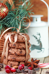 Chocolate chip cookies, cranberry and chocolate. Christmas gifts