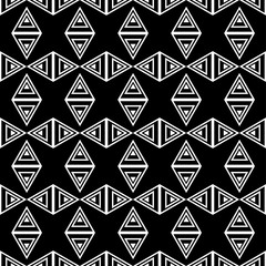 Seamless black and white background with abstract geometric shapes