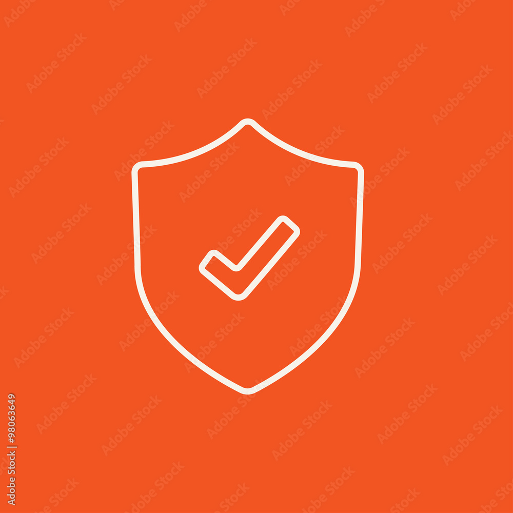 Poster Shield with check mark line icon.