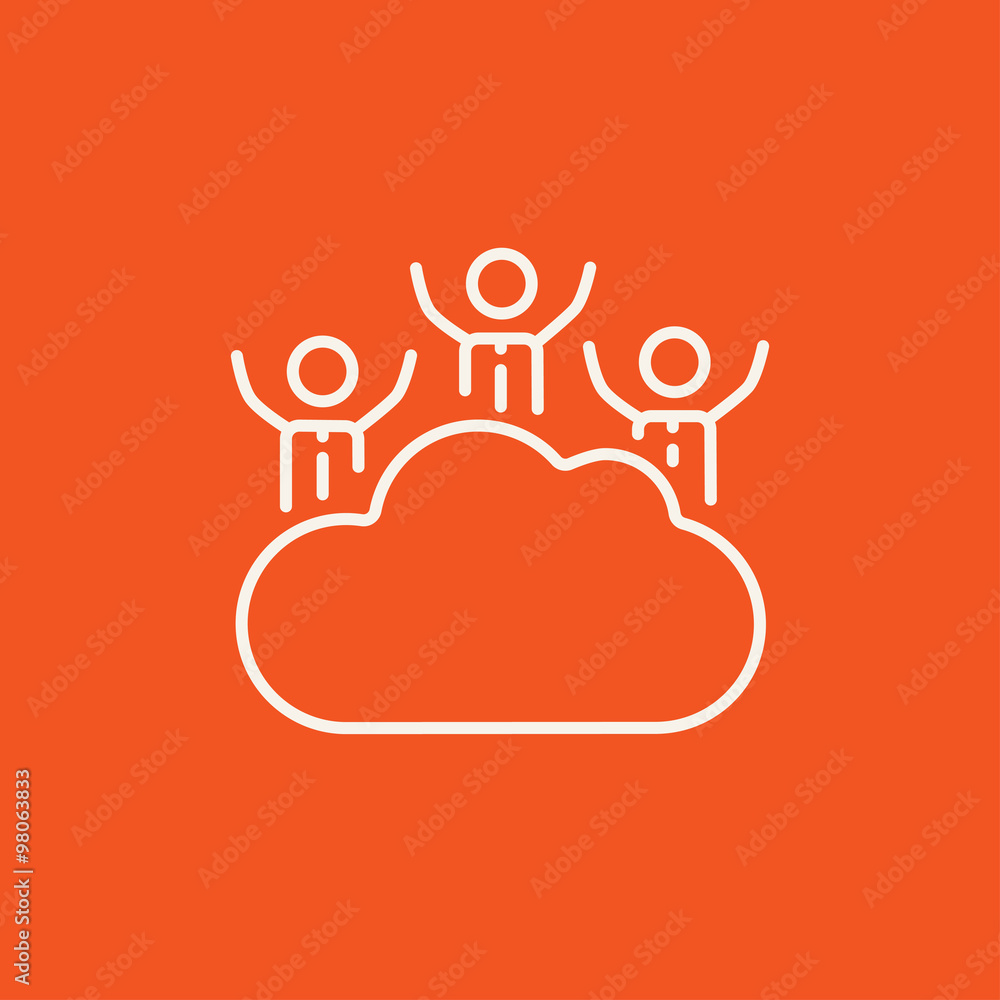 Poster cloud computing line icon.