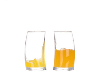 collage orange juice pouring into glass