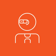 Man in augmented reality glasses line icon.