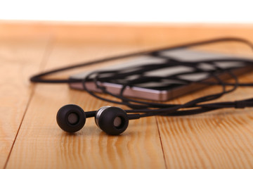 mobile phone with pair of earphone