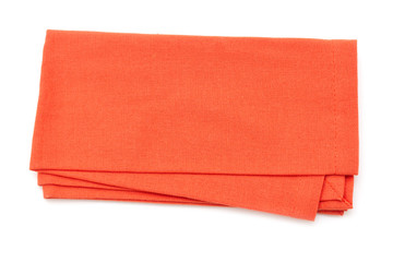orange napkin on white background isolated