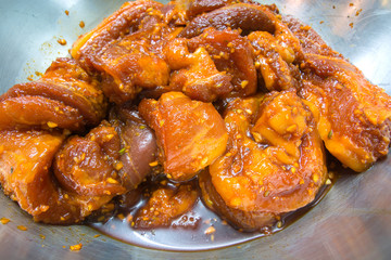 bbq red pork marinate with red sauce