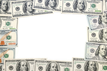 one hundred dollar bill as the picture frame