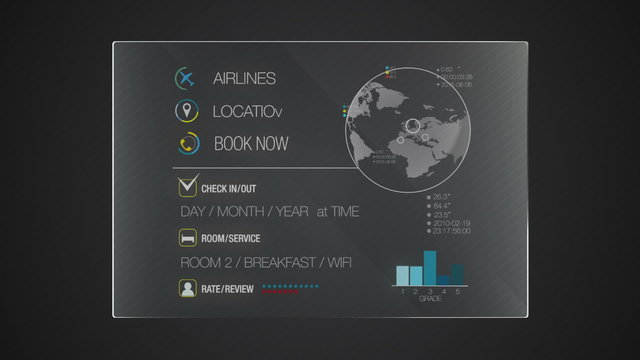 Information graphic technology panel  'Hotel' user interface digital display application(included alpha)