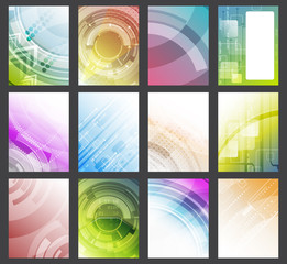 Set of abstract colorful vector glowing background. Flyer, brochure or corporate banner.