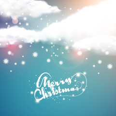 Bokeh Christmas background With clouds and snowflakes

