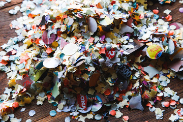 Fototapeta na wymiar colorful confetti on the table