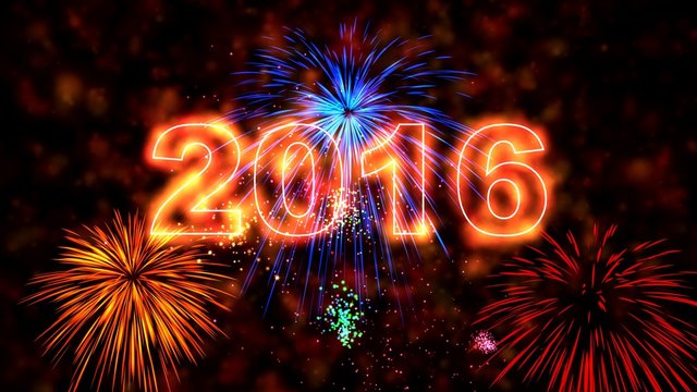 High quality 2016 New Year animation. 4k resolution.