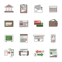 Bank Icons Outline