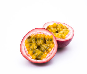 Passion fruit on white background