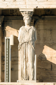 Caryatid portrait at Acropolis in Greece.
