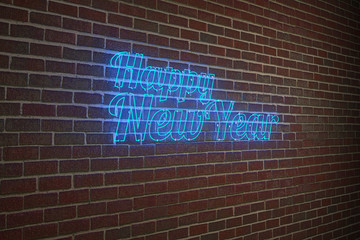 Neon figures on a brick wall