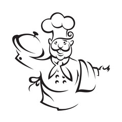 chef with tray of food in hand