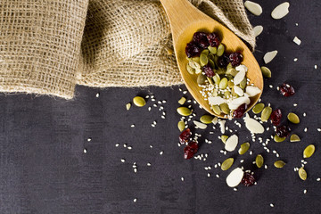 Mix careals and seeds.