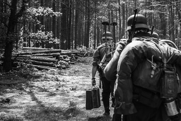 Unidentified re-enactors dressed as World War II German soldiers