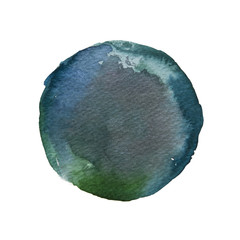 Vivid watercolor circle design element on white background.
